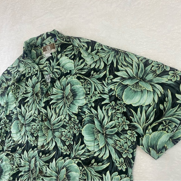 Kalaheo Hawaiian Aloha Shirt XL Made in Hawaii Green Rayon Tropical Floral Beach - Picture 2 of 9